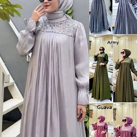 Amena Dress Mix Brukat Payet Set Hijab