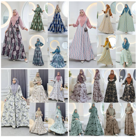 Gamis Zefa Crinkle VIP Design Set Khimar (FLA)