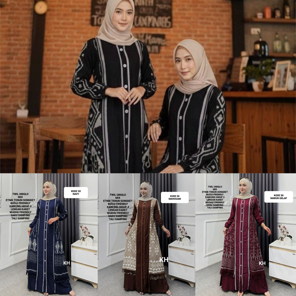 GAMIS TWIL IMPORT PREMIUM MIX ETNIK TENUN SONGKET (Kode: 50 KHT )