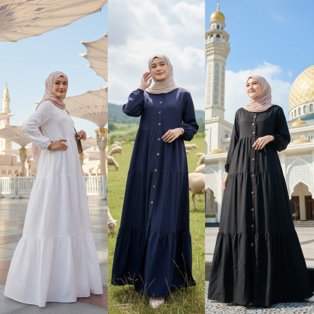 Kalila Gamis Polos Susun Ada Ukuran (Kode: AYN)