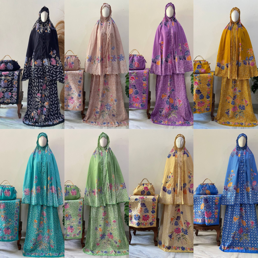 Mukena Batik Polisima Set Sajadah Tas Rotan (Kode: BRS)