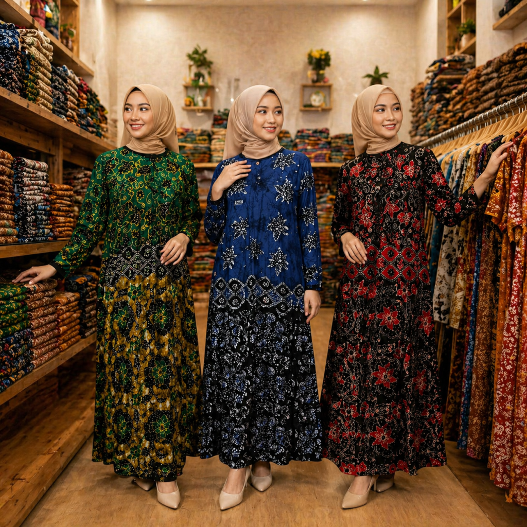 Longdress Kaos Batik Cap Tuban
