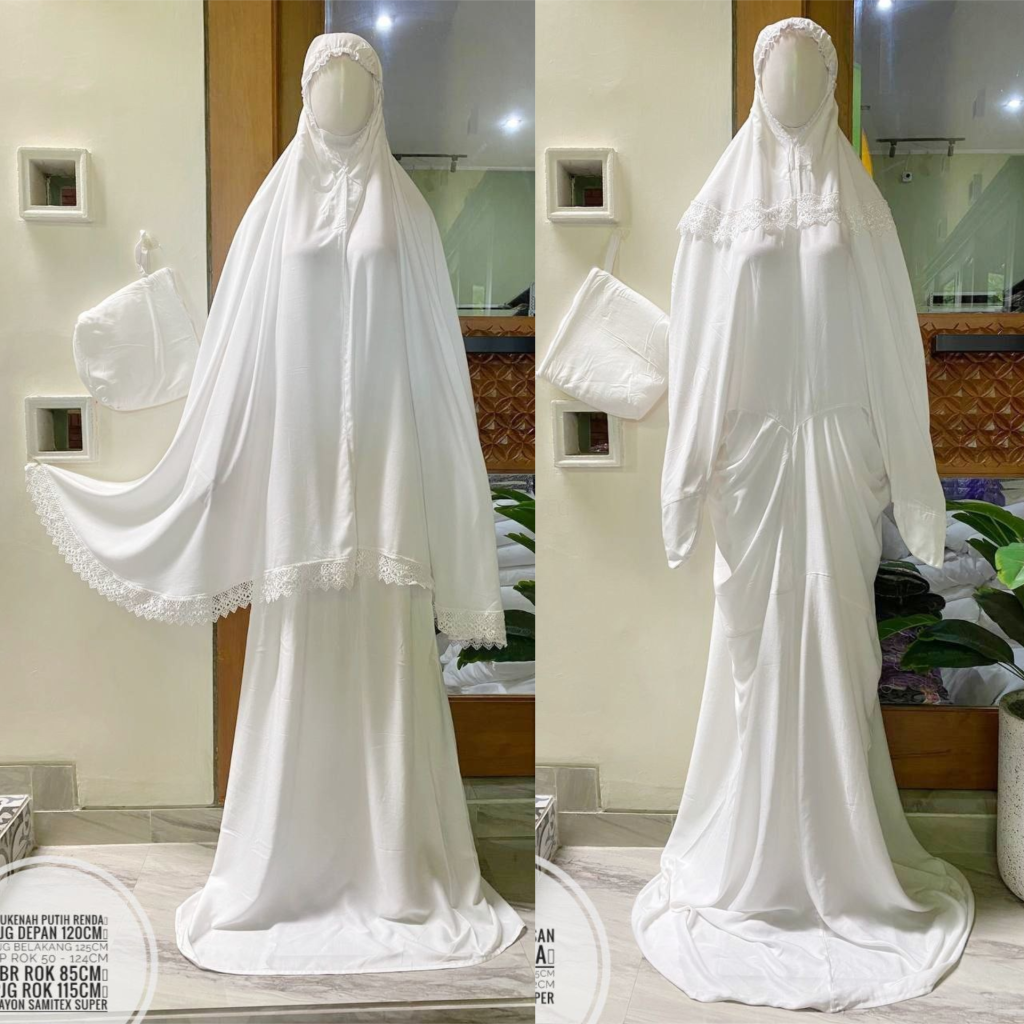 Mukena Putih Renda Rayon Samitex Super (Kode: BRS)