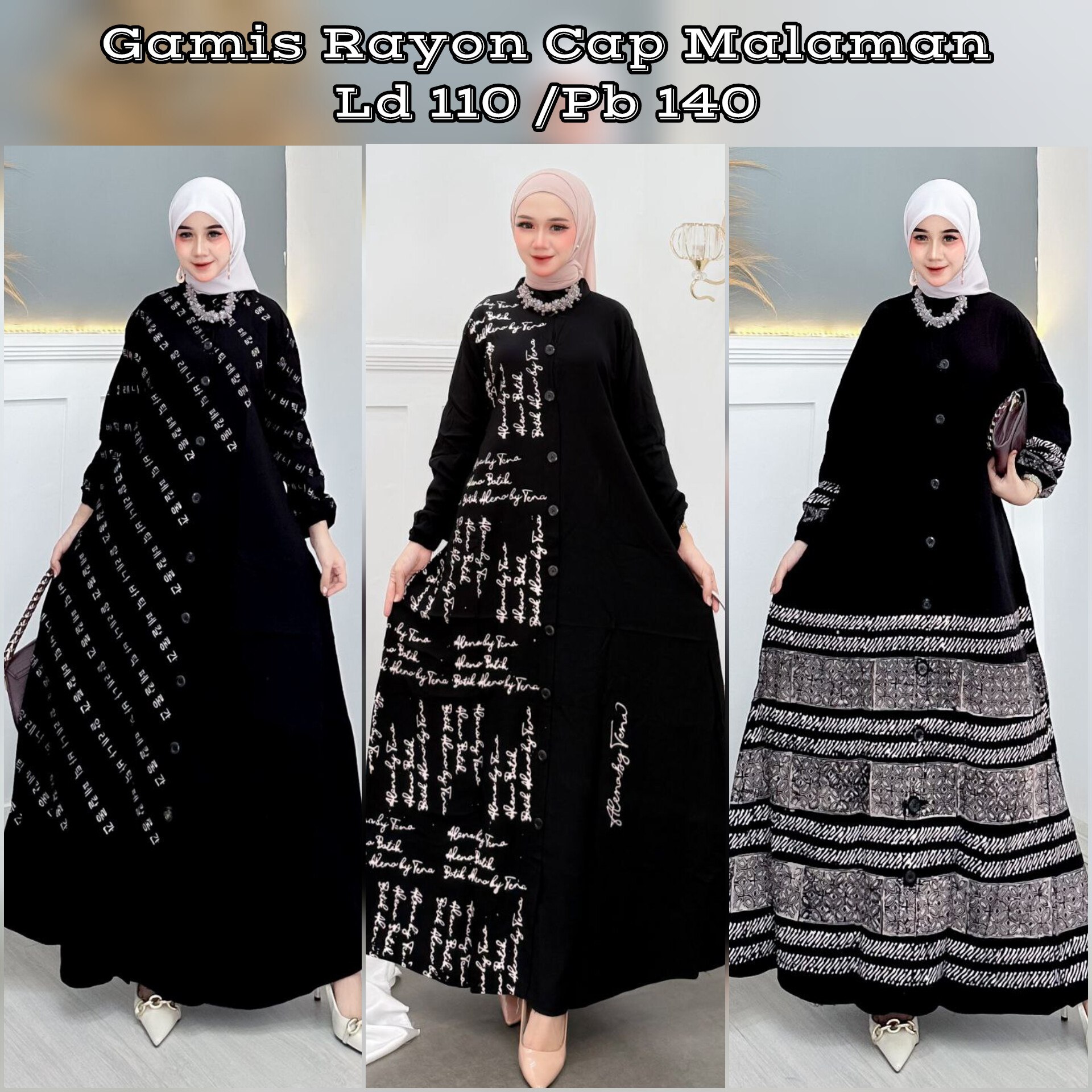 Gamis Rayon Batik Cap Malaman Ada Size (Kode: ALE)