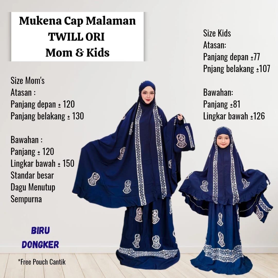 Mukena Batik Cap Malaman Twill Ori Moms & Kids ( Kode: ALE)
