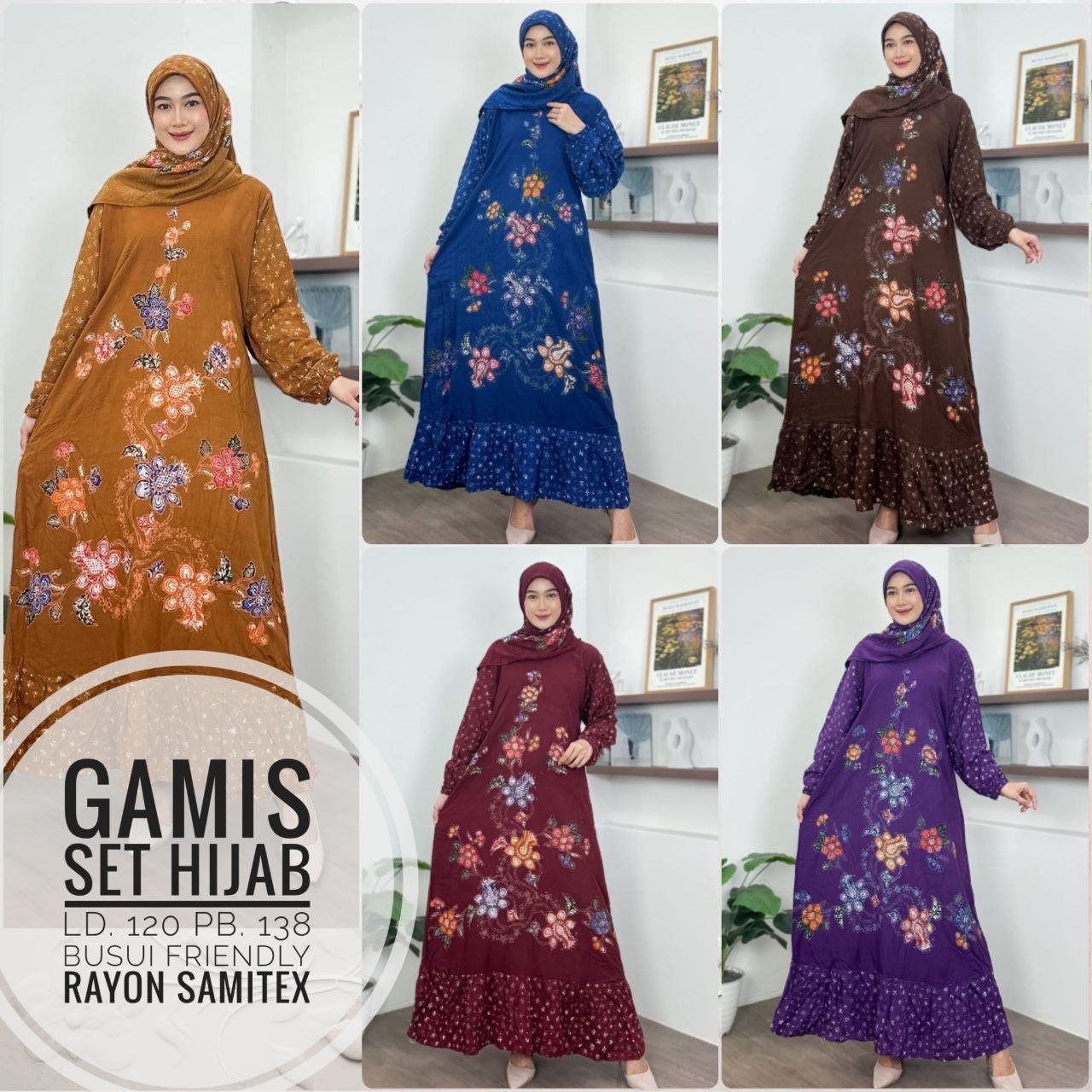 Gamis Batik Set Hijab Cap Barpin (BJE)